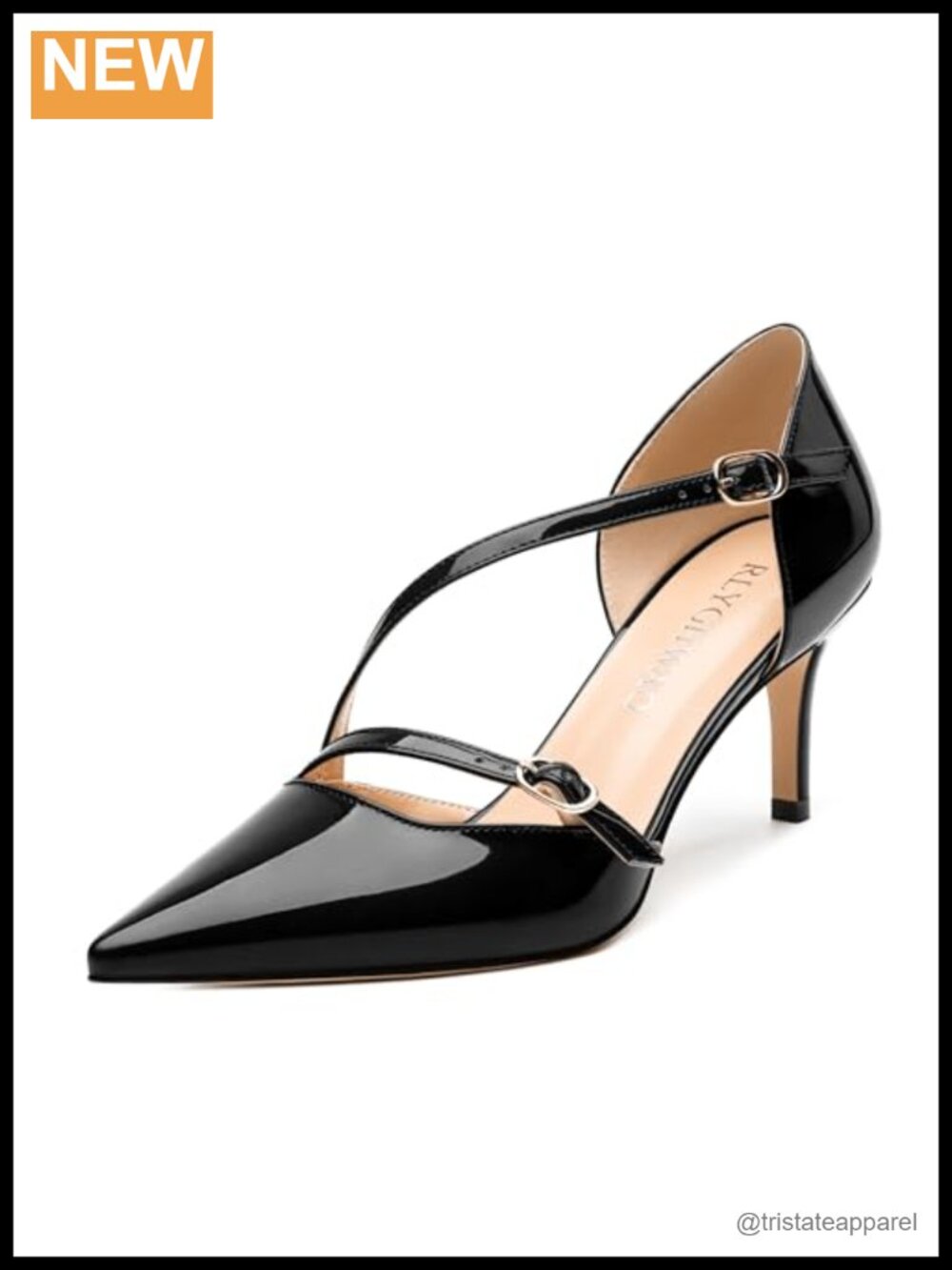 Women's Pointed Toe Mid Stiletto Pumps with Buckle Backstrap Slingback